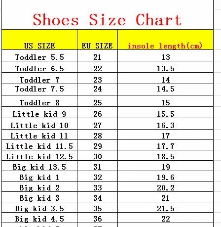 Wish Shoe Size Chart