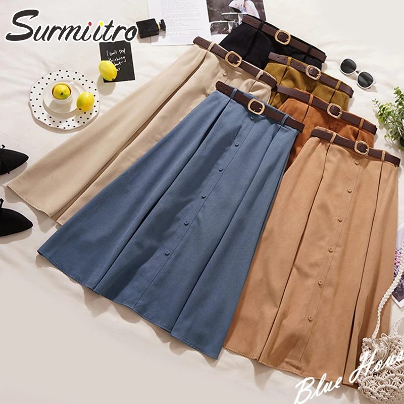 Surmiitro Autumn Winter Velvet Skirts Womens 2019 Fashion Midi Long Korean Elegant Button High Waist Skirt Female With Sashes
Surmiitro Autumn Winter Velvet Skirts Womens 2019 Fashion Midi Long Korean Elegant Button High Waist Skirt Female With Sashes