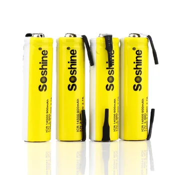 4pcs SOSHINE LI-ION 14500 AA 900MAH 3.7V HIGH DRAIN rechargeable with tab Spot welding battery + battery Storage Box 
4pcs SOSHINE LI-ION 14500 AA 900MAH 3.7V HIGH DRAIN rechargeable with tab Spot welding battery + battery Storage Box