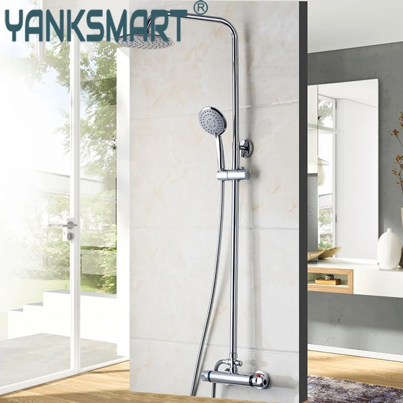 Luxury Wall Mounted Rain Shower faucets Set Stainless steel top spray with ABS Hand Shower Thermostatic Faucets Shower Set
Luxury Wall Mounted Rain Shower faucets Set Stainless steel top spray with ABS Hand Shower Thermostatic Faucets Shower Set