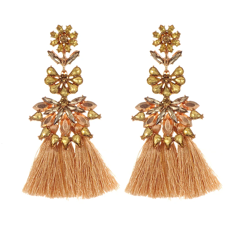 

ZHINI New Fashion Style Women Fringed Statement Yellow Tassel Earrings Hot Sale Trendy Design Cheap Drop Earrings Dangle Jewelry