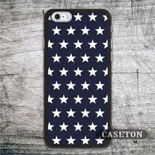 White Stars On Navy Blue Case For iPhone 7 6 6s Plus 5 5s SE 5c 4 4s and For iPod 5 Retro High Quality Cover Free Shipping