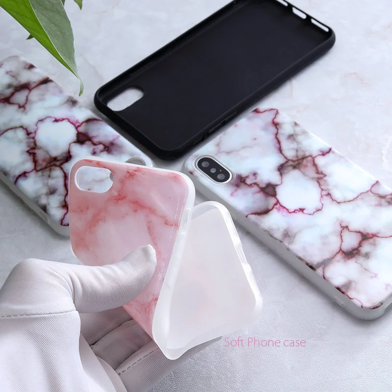 Iphone 5s 5 SE 6 6s 8 6/7/8 plus X Granite Scrub Marble Stone Painted Silicone Phone Case