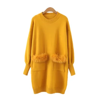 OMCHION New 2019 Autumn Winter Korean Long Sweater Casual Fur Pockets Knitted Pullover Chic Sweater Dress Loose Jumper LMY145
OMCHION New 2019 Autumn Winter Korean Long Sweater Casual Fur Pockets Knitted Pullover Chic Sweater Dress Loose Jumper LMY145