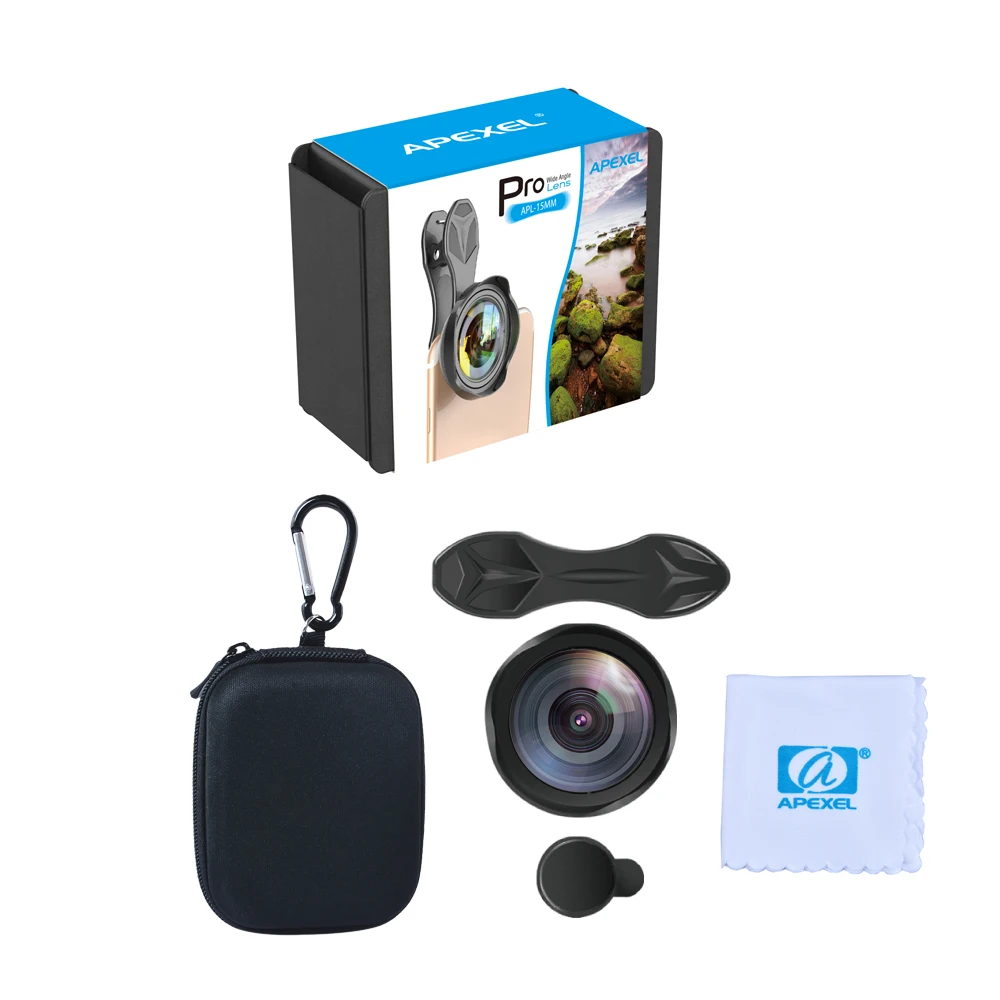 APEXEL Professional Optic Phone camera lends kit 15mm 4K Wide angle lens no distortion 16 APEXEL Professional Optic Phone camera lends kit 15mm 4K Wide angle lens no distortion 1