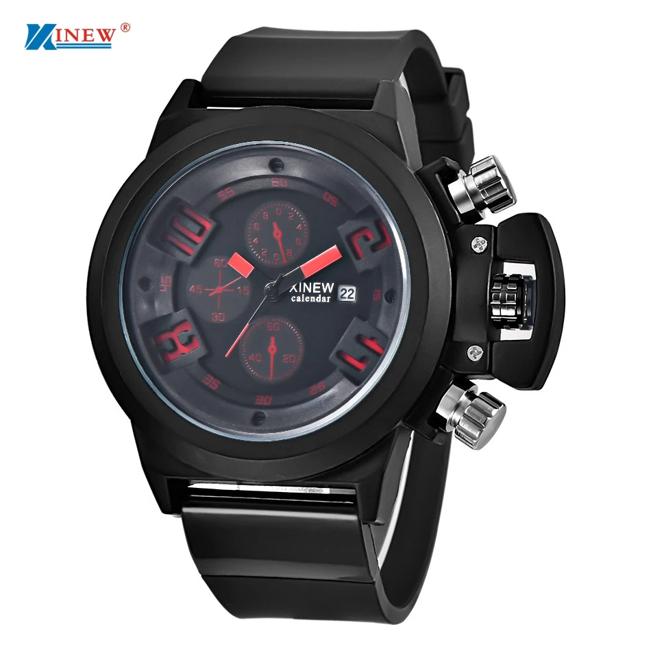 Xinew Watches Men Top Brand Luxury Military Army Relogio Masculino Silica Date Chronograph Analog Quartz Clock