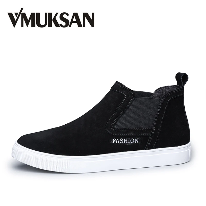 VMUKSAN Brand Chelsea Boots Men High Quality Suede Leather Mens Boots Casual Large Size 38-48 Winter With Fur Mens Chelsea Shoes