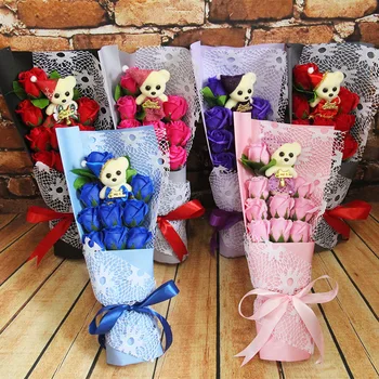 Christmas 9 flower soap flower and bear the Qixi Festival bouquet Valentine's Day gift to send his girlfriend's gift box
Christmas 9 flower soap flower and bear the Qixi Festival bouquet Valentine's Day gift to send his girlfriend's gift box