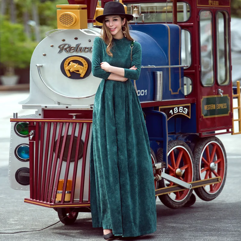 Free Shipping 2017 New Spring Summer Female Red Green Slim Solid Corduro Maxi Dress Women Floor Length Vintage Elegant Dress
Free Shipping 2017 New Spring Summer Female Red Green Slim Solid Corduro Maxi Dress Women Floor Length Vintage Elegant Dress