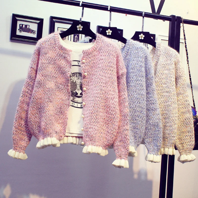 2019 Sweet Sweater Women Jacket Cardigan Autumn Women Basic Coats Knitwear Short Outwear Cardigan Feminino Knitted Jumper C3629
2019 Sweet Sweater Women Jacket Cardigan Autumn Women Basic Coats Knitwear Short Outwear Cardigan Feminino Knitted Jumper C3629