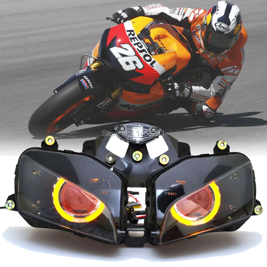 Custom Modified 2.8" Projector HID Assembled Conversion Headlight Amber Angel Eyes Red Demon Eyes Fits For Honda CBR600RR 03-06
Custom Modified 2.8" Projector HID Assembled Conversion Headlight Amber Angel Eyes Red Demon Eyes Fits For Honda CBR600RR 03-06