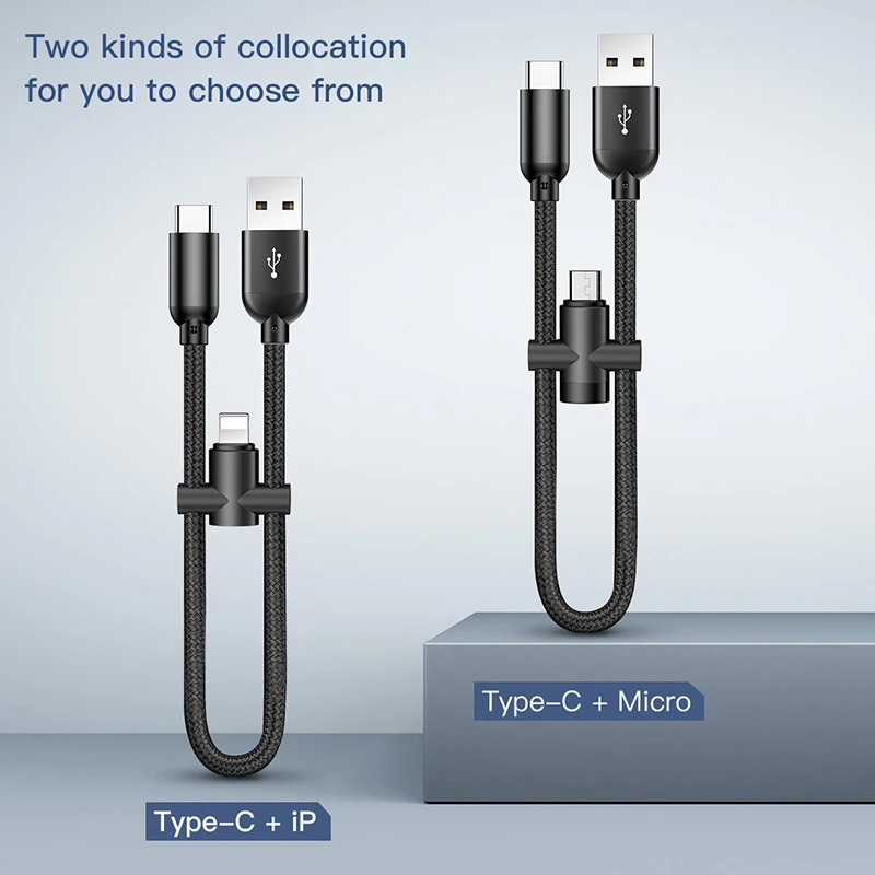 2 in 1 cable For usb c to lightning mciro usb charger cable for iPhone Samsung huawei xiaomi usb type c cable 20cm short Android
2 in 1 cable For usb c to lightning mciro usb charger cable for iPhone Samsung huawei xiaomi usb type c cable 20cm short Android