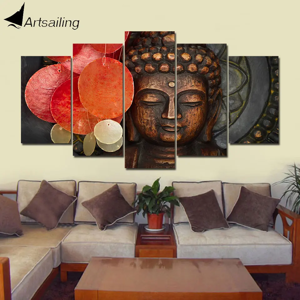 ArtSailing HD print 5 piece canvas art Retro Buddha statue Home decoration image paintings for living room wall poster Joh019C | Дом и сад
