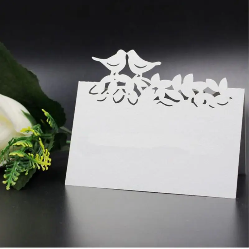 100pcs/lot Cut-out skeleton Double Birds Wedding Birthday Party Table Name Wine Food Guest Seats Place Cards Favor Decoration
100pcs/lot Cut-out skeleton Double Birds Wedding Birthday Party Table Name Wine Food Guest Seats Place Cards Favor Decoration