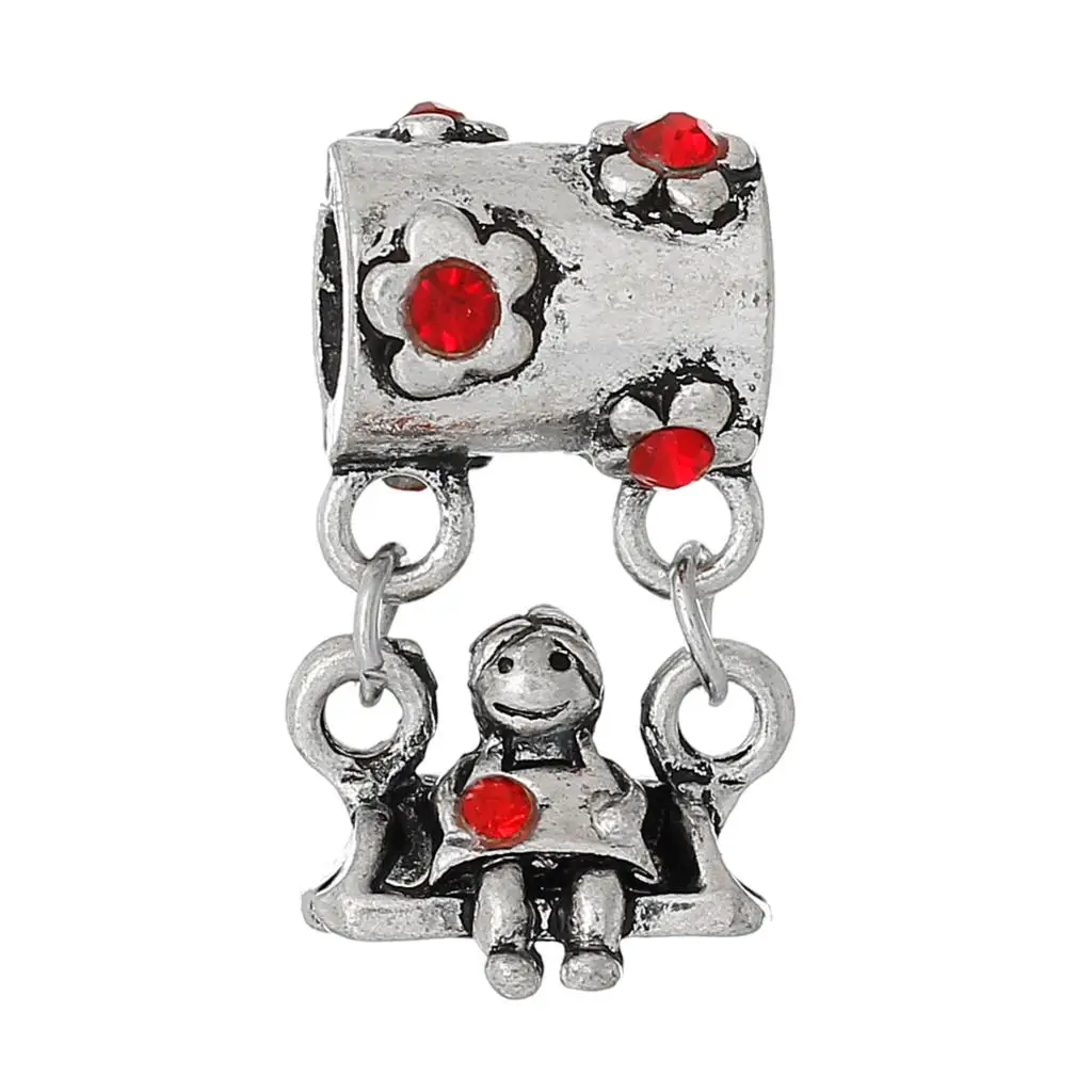European Style Charm Slider Pendants Girl Antique Silver Flower Pattern Red Rhinestone 25mmx14mm,1 Pc new
European Style Charm Slider Pendants Girl Antique Silver Flower Pattern Red Rhinestone 25mmx14mm,1 Pc new