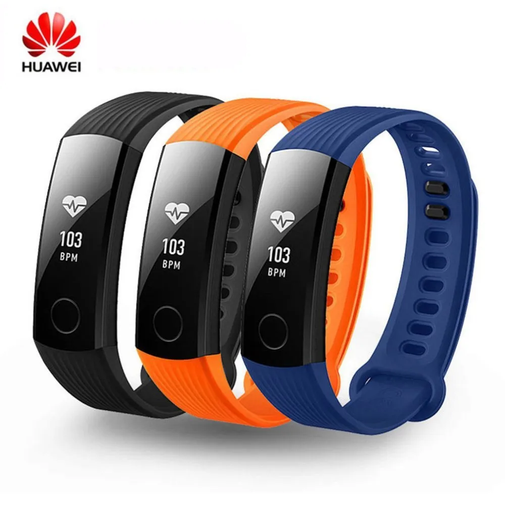 

Original Huawei Honor Band 3 Smart Wristband Bracelet Swimmable 5ATM 0.91" OLED Screen Touchpad Heart Rate Monitor Push Message