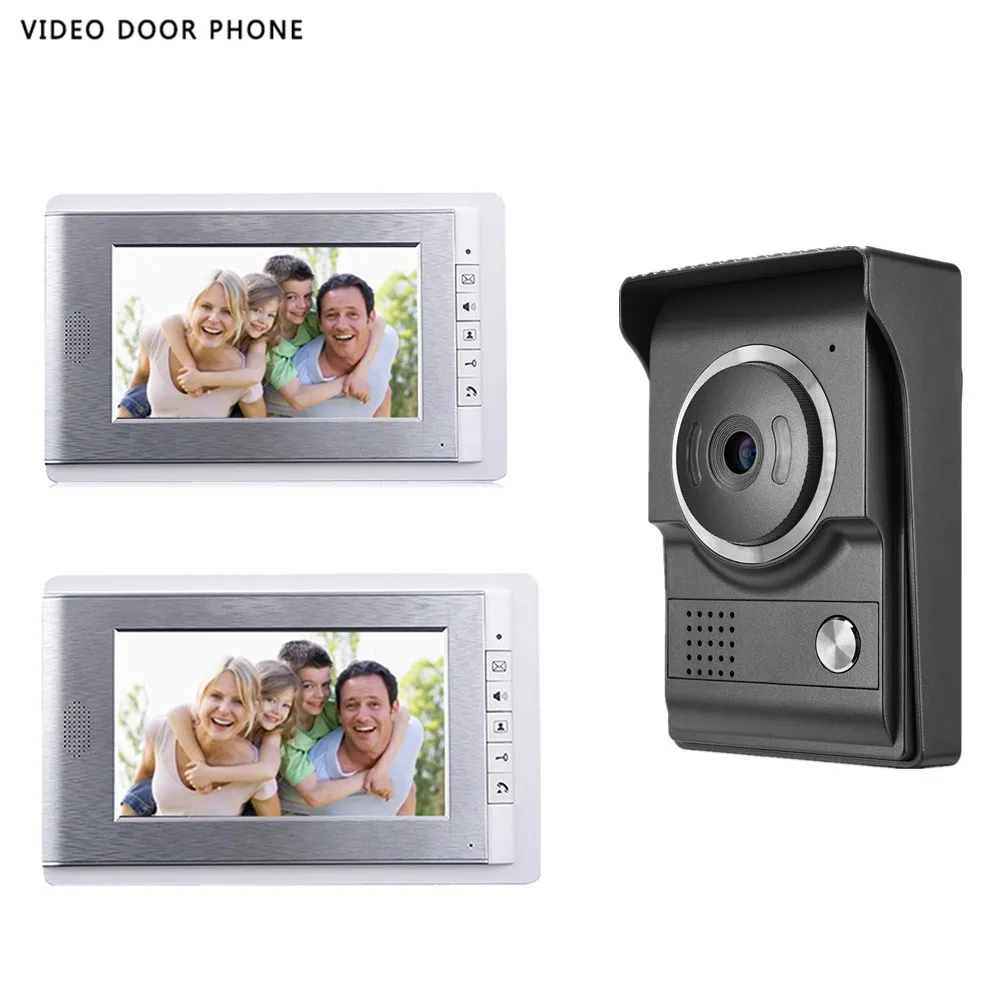 

2017 7INCH Video door phone Intercom System TFT-LCD Color Screen two Monitor with one outdoor panel hd video DoorBell for villa