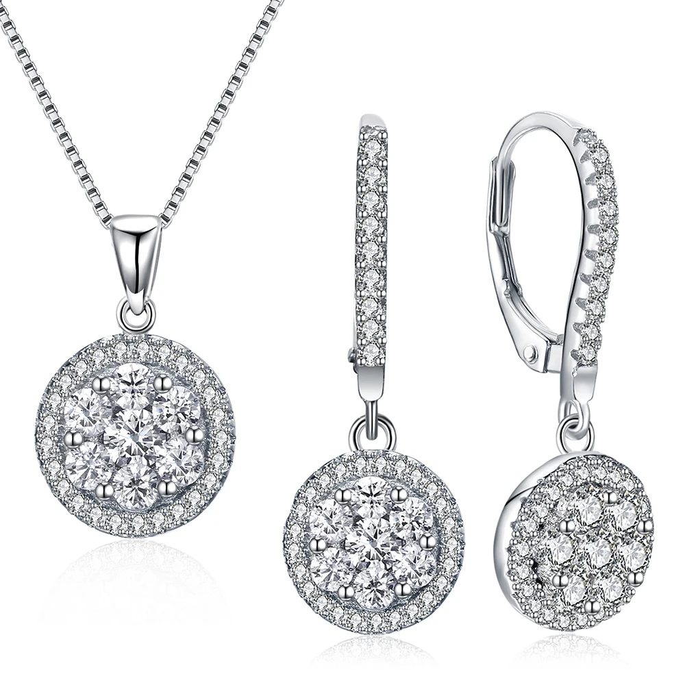 New Real 925 Sterling Silver Necklace Earrings Fine Jewelry set Round Pretty Suspension 2 PCS Jewellery sets for women
New Real 925 Sterling Silver Necklace Earrings Fine Jewelry set Round Pretty Suspension 2 PCS Jewellery sets for women