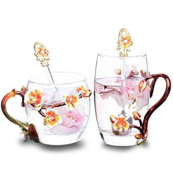 Peach Blossom Enamel Coffee Mugs Crafted Vintage Glass Tea Cup High Quality Enamel Spoon Perfect Of Mother's Present F5
Peach Blossom Enamel Coffee Mugs Crafted Vintage Glass Tea Cup High Quality Enamel Spoon Perfect Of Mother's Present F5