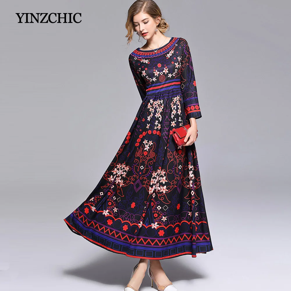 Vintage Woman Maxi Print Dress New 2018 Fall Woman's Long Party Dress Full Sleeve Female A-Line Leisure Dresses For Elegant Lady
Vintage Woman Maxi Print Dress New 2018 Fall Woman's Long Party Dress Full Sleeve Female A-Line Leisure Dresses For Elegant Lady