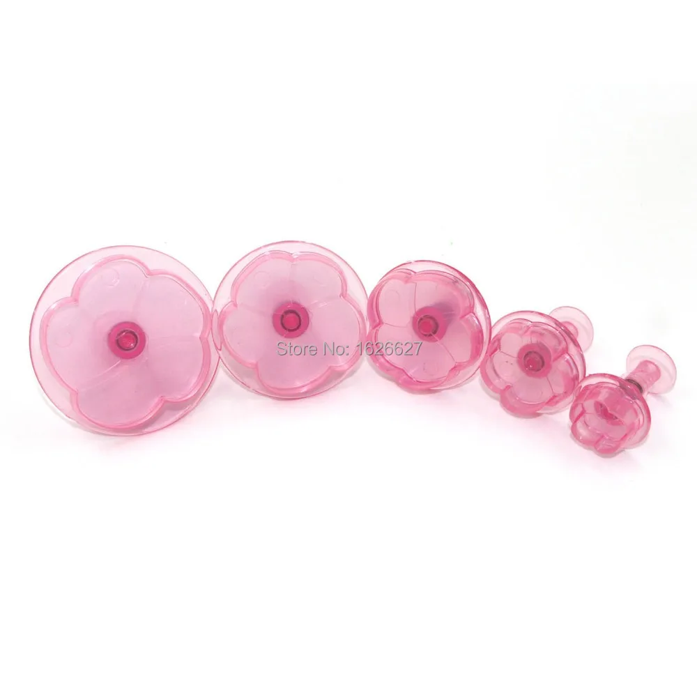 5 in 1Flower Plastic Plunger Cake Decorating Tool Fondant Cookie Cutter transparent Style For Wedding Decoration Color Pink
5 in 1Flower Plastic Plunger Cake Decorating Tool Fondant Cookie Cutter transparent Style For Wedding Decoration Color Pink