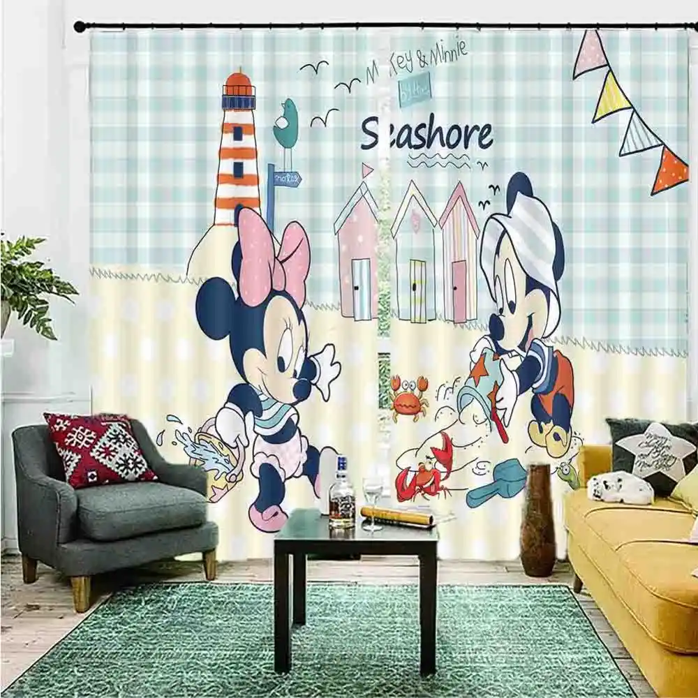 Pink Love Minnie 3d Window Curtains Living Room Bedroom