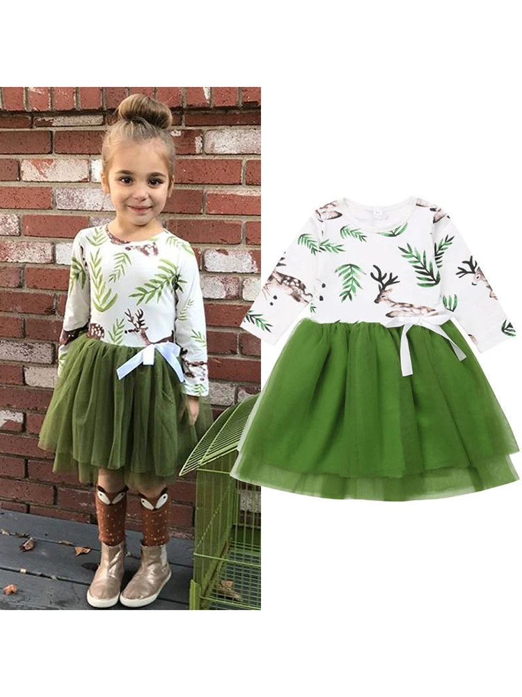Baby Girl Dress Elk Fawn Print Patchwork Princess Dress For Girls Bowknot Long Sleeve Cute Beauty Dresses Lace Children Cloth
Baby Girl Dress Elk Fawn Print Patchwork Princess Dress For Girls Bowknot Long Sleeve Cute Beauty Dresses Lace Children Cloth