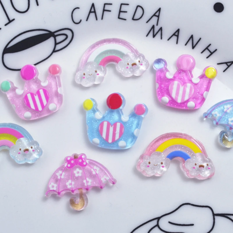 Tanduzi 100PCS Kawaii Flatback Resin Cabochon Simulation Crown Rainbow Flower Umbrella Deco Parts Hair Accessory DIY
Tanduzi 100PCS Kawaii Flatback Resin Cabochon Simulation Crown Rainbow Flower Umbrella Deco Parts Hair Accessory DIY