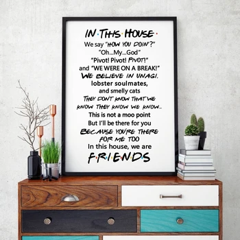 Friends Quotes TV Poster Friends tv show In this house Print Funny Quote Bedroom Poster Joey Tribbiani Rachel Canvas Painting
Friends Quotes TV Poster Friends tv show In this house Print Funny Quote Bedroom Poster Joey Tribbiani Rachel Canvas Painting