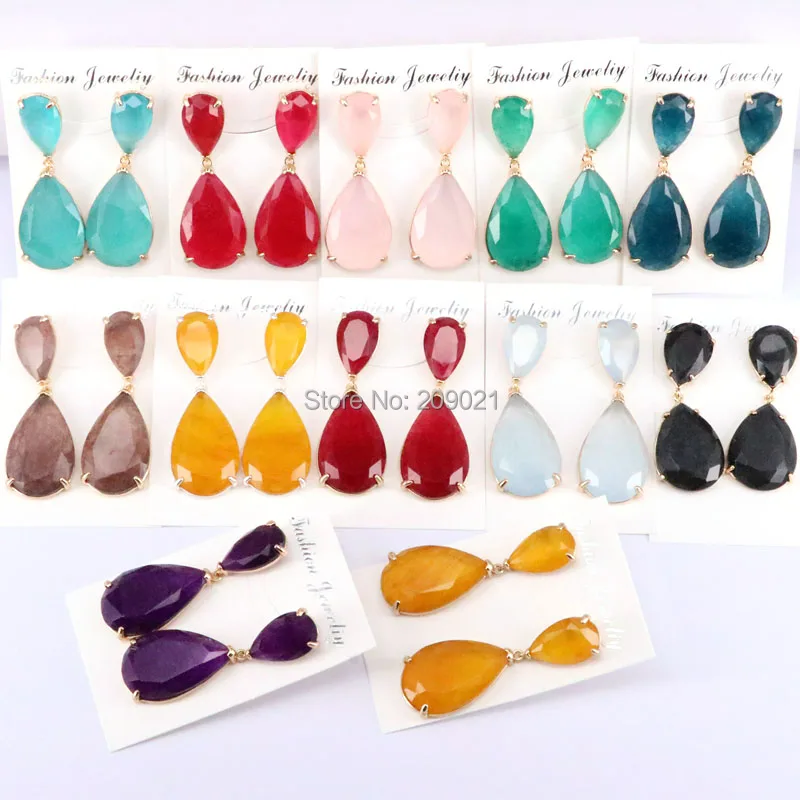 5Pairs Top Quality Gold Frame gem stone dangle earrings for Women Fashion jewelry
5Pairs Top Quality Gold Frame gem stone dangle earrings for Women Fashion jewelry
