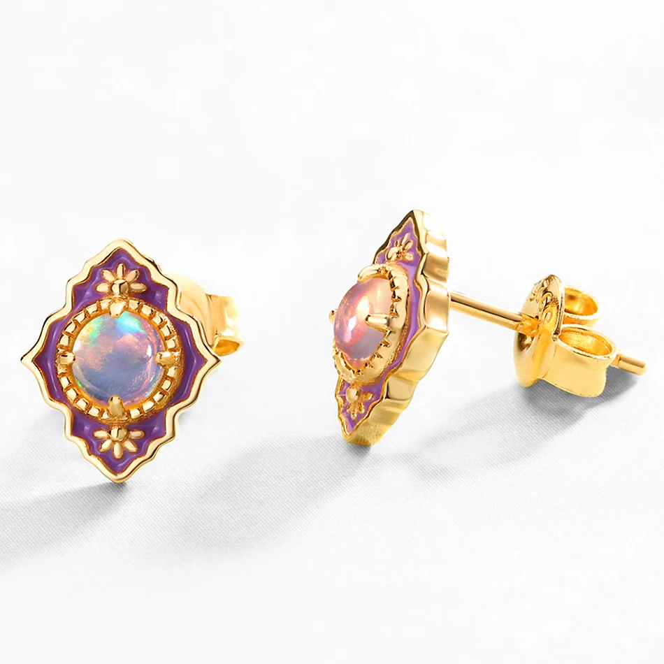 ALLNOEL Real Opal Enamel Jewelry Set Natural Gemstone Luxury Pendants Necklace Stud Earrings Rings 925 Sterling Silver Jewellry (5)