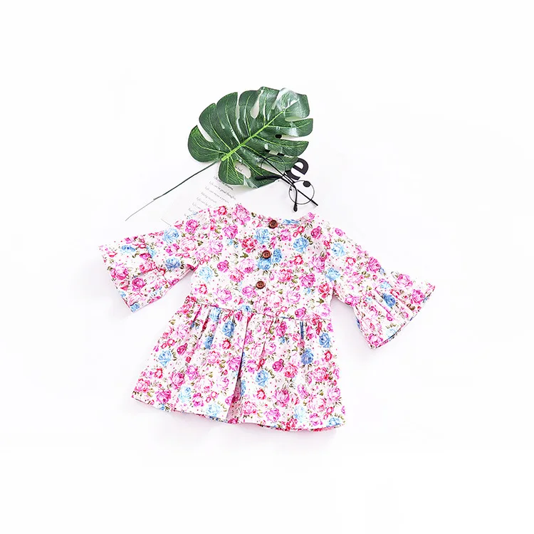 Mother nest Floral Summer Cute Girls Baby Half Sleeves Dress Cotto Puff Newborn Clothes Children Kids Flower Infant Princess (5)
