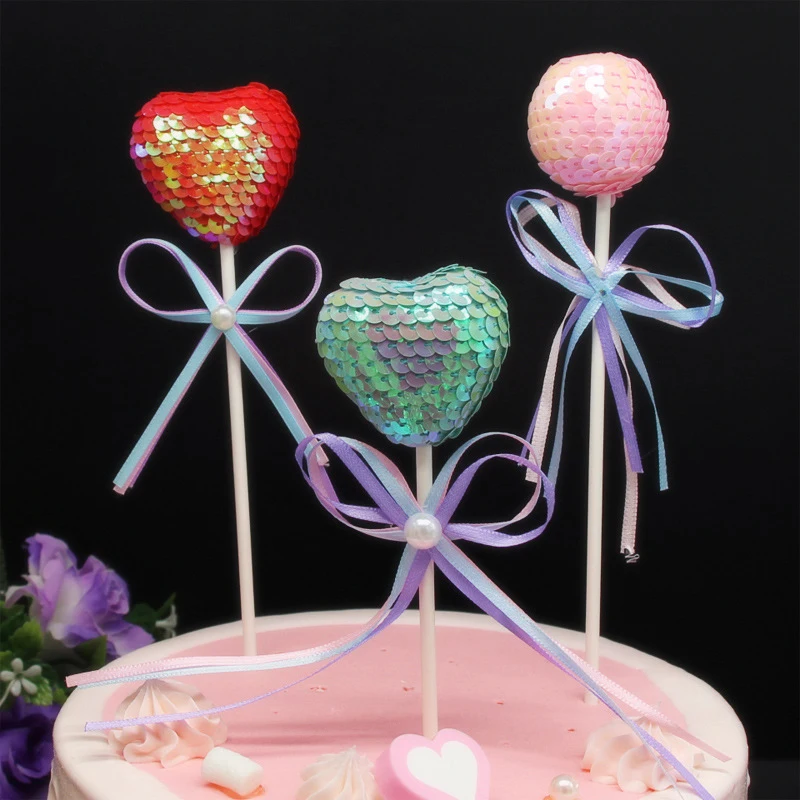 Фото 10Pcs Sparkling Sequins Ball Heart Cake Dessert Decor Cupcake Toppers Picks Kids Birthday Party Wedding Valentine's Day Supplies  Дом | Товары для украшения тортов (4000009933201)