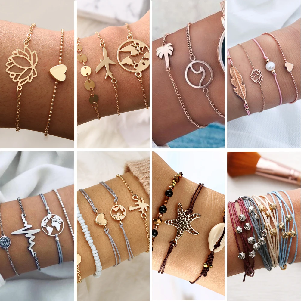 boho Handmade Heart Weave Flower Tree Bracelet Set For Women Charm Leather Chain Bracelet & Bangle Best friends gift pulseras
boho Handmade Heart Weave Flower Tree Bracelet Set For Women Charm Leather Chain Bracelet & Bangle Best friends gift pulseras