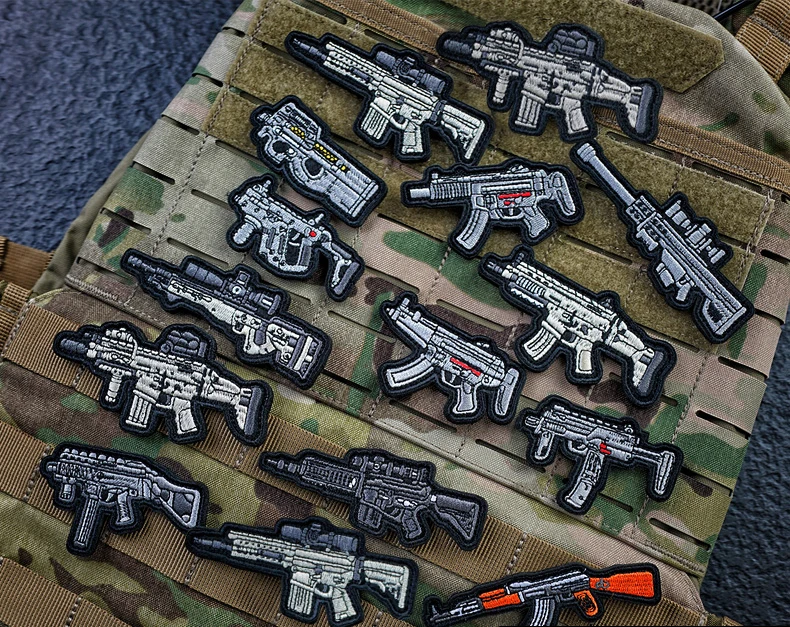 Gun shape Embroidery Patches 9cm DIY Appliques Accessory Hoop and Loop Assault PISTOL RIFLE Sniper Military army
Gun shape Embroidery Patches 9cm DIY Appliques Accessory Hoop and Loop Assault PISTOL RIFLE Sniper Military army
