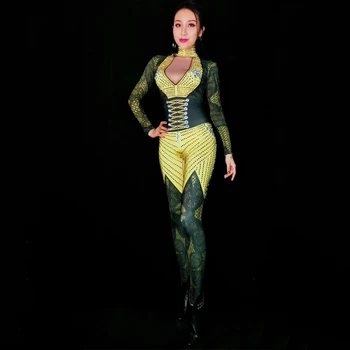 Women Rhinestones Bodysuit Stage Outfit Female Singer Black yellow Leggings Nightclub Crystals Costume Dance Jumpsuit DJ318
Women Rhinestones Bodysuit Stage Outfit Female Singer Black yellow Leggings Nightclub Crystals Costume Dance Jumpsuit DJ318