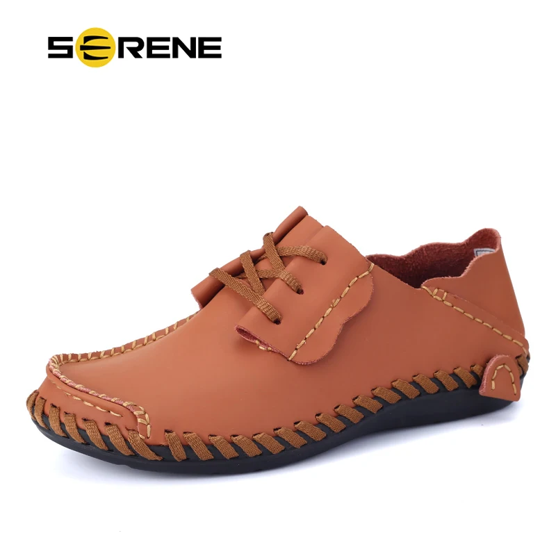Безмятежное бренд большой size38-50 кожа Модные туфли для вождения 4 цвета на лето и