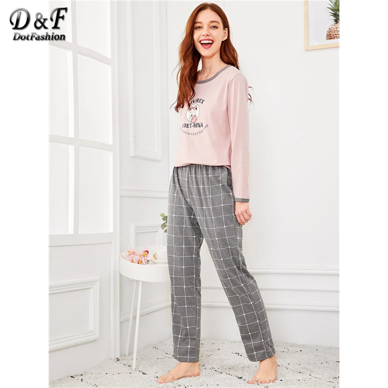Dotfashion Cartoon Bear Letter Plaid Pajama Set Women Autumn 2019 Clothing Casual Long Sleeve Nightwear Womens Spring Loungewear
Dotfashion Cartoon Bear Letter Plaid Pajama Set Women Autumn 2019 Clothing Casual Long Sleeve Nightwear Womens Spring Loungewear