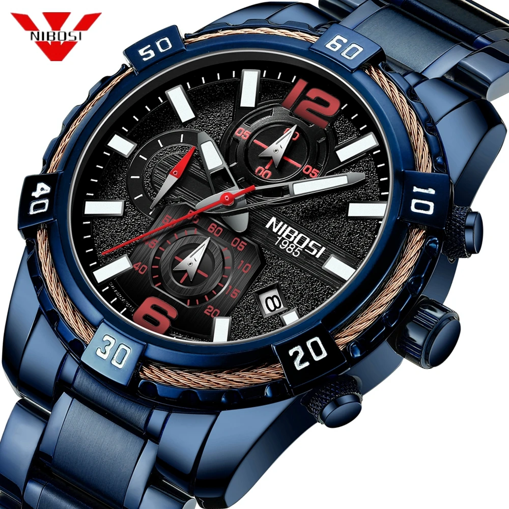 NIBOSI Luxury Quartz Men Watch Fashion Stainless Steel Blue Wristwatch Male Big Dial Sport Watches Waterproof Relogio Masculino
NIBOSI Luxury Quartz Men Watch Fashion Stainless Steel Blue Wristwatch Male Big Dial Sport Watches Waterproof Relogio Masculino