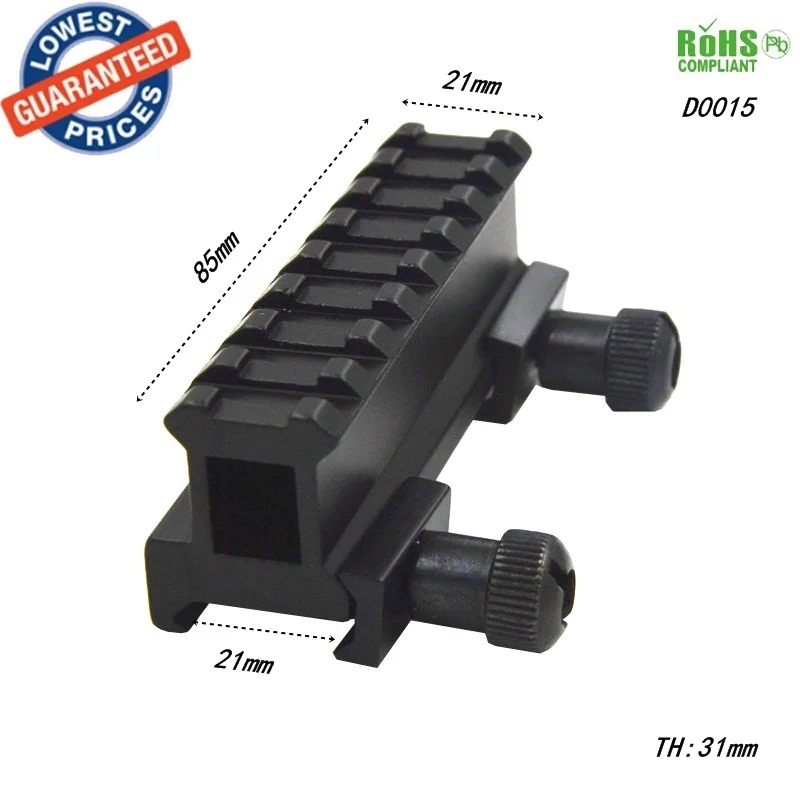 1pc D0015 Dovetail Weaver Picatinny Rail Adapter 20mm to 20mm 8 Slots Tactical Scope Extend rise Mount scope bases 
1pc D0015 Dovetail Weaver Picatinny Rail Adapter 20mm to 20mm 8 Slots Tactical Scope Extend rise Mount scope bases