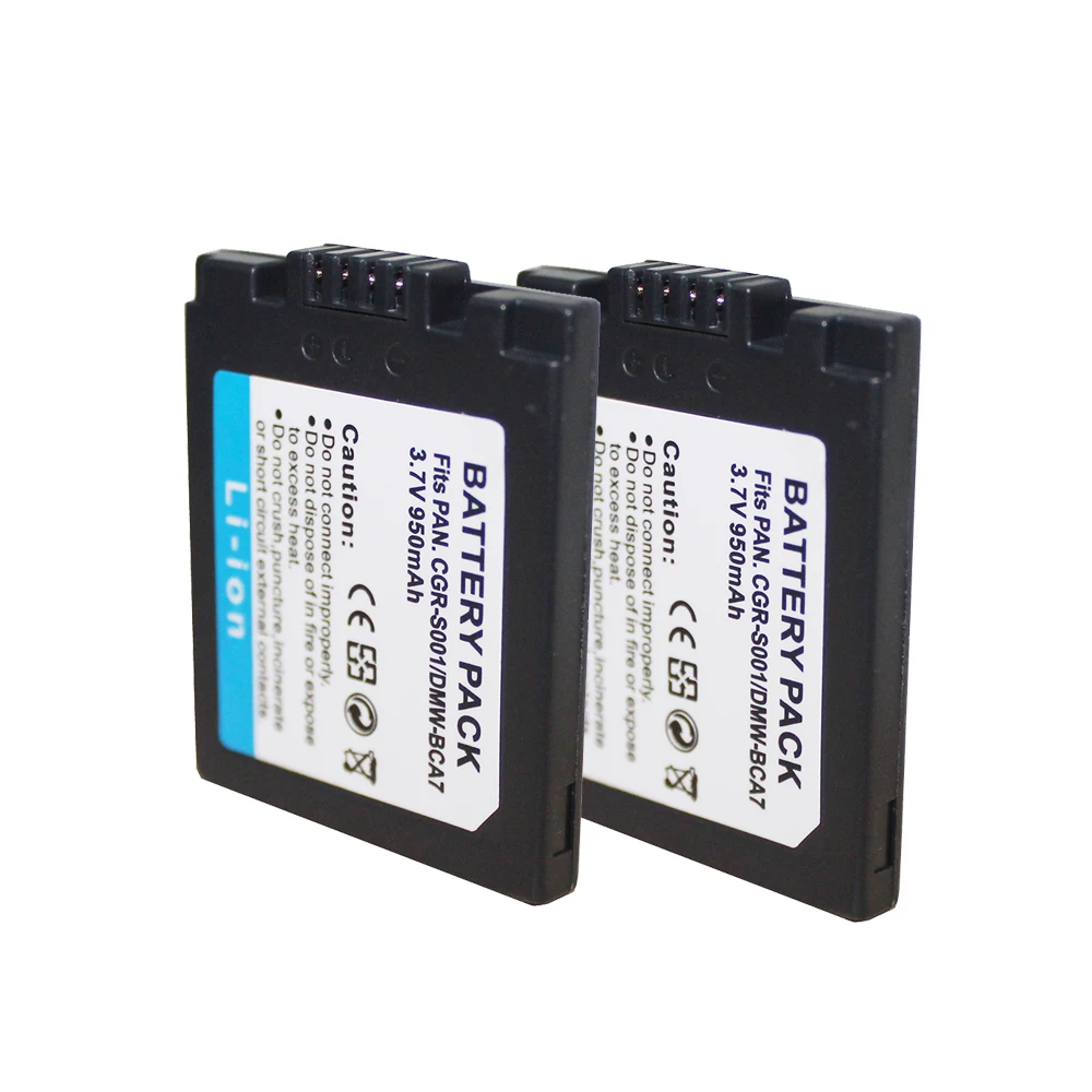 2pcs/lot 950mAh CGA-S001 CGRS001 For Panasonic BCA7 CGA-S001E E1026P DMC-FX5EG-A, DMC-FX5EG-S, DMC-FX5EN FX5 F1S Wholesale
2pcs/lot 950mAh CGA-S001 CGRS001 For Panasonic BCA7 CGA-S001E E1026P DMC-FX5EG-A, DMC-FX5EG-S, DMC-FX5EN FX5 F1S Wholesale