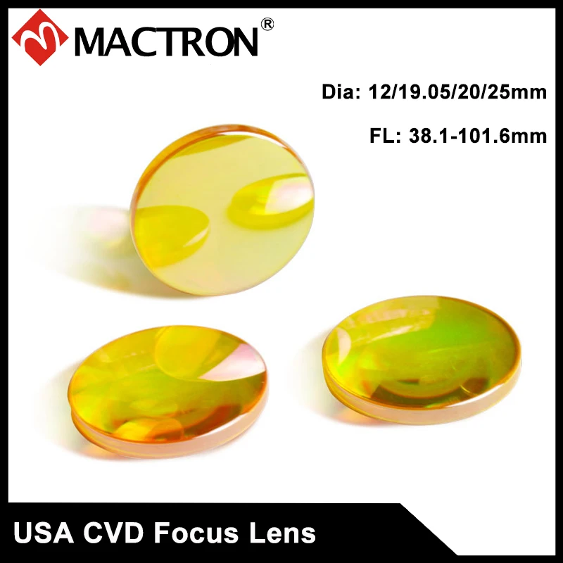 High Quality Co2 Laser Focus Lens Diameter 25mm USA ZnSe 38.1, 50.8, 63.5, 76, 101, 127mm Focal Length
High Quality Co2 Laser Focus Lens Diameter 25mm USA ZnSe 38.1, 50.8, 63.5, 76, 101, 127mm Focal Length