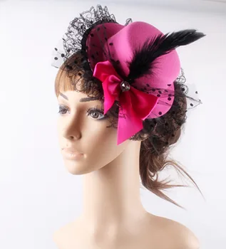 Lady Mini Feather Rose hot pink Top Hats Cap Lace Fascinator Hair Clip Costume Hair Band bow Accessories party fascinators bases
Lady Mini Feather Rose hot pink Top Hats Cap Lace Fascinator Hair Clip Costume Hair Band bow Accessories party fascinators bases