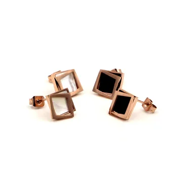 Bilincolor fashion rose gold stainless steel white shell square stud earring for men and women
Bilincolor fashion rose gold stainless steel white shell square stud earring for men and women