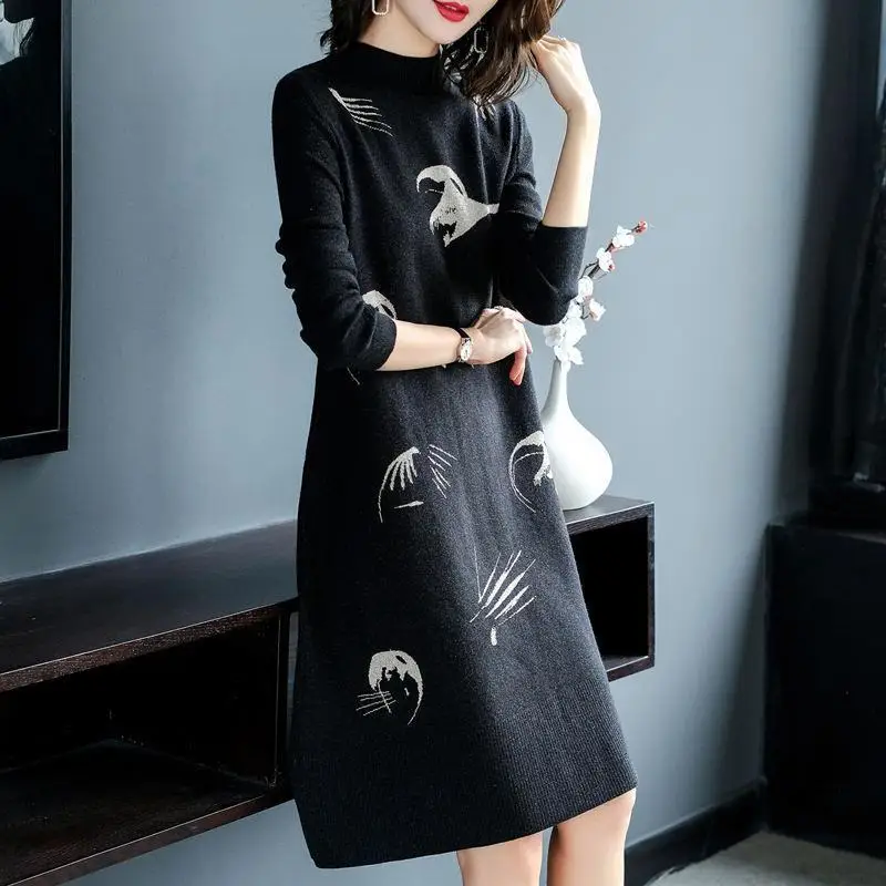 2019 Autumn Winter Women Slim Soft Half Turtleneck Print Tricot Cashmere Sweater Dress Female Oversize Knit Pullovers Tops K86
2019 Autumn Winter Women Slim Soft Half Turtleneck Print Tricot Cashmere Sweater Dress Female Oversize Knit Pullovers Tops K86