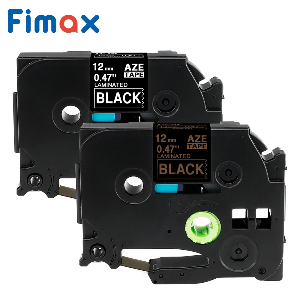Fimax 2 шт. TZe 334 Tze-335 Совместимость для Brother P touch Label Tape 12 мм tze-334 Золотой/белый на