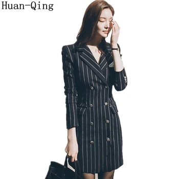 Korean 2020 Autumn Women's Suit Collar Striped Blazers Dress Fashion Long Sleeves Slim Double Breasted Long Blazer Coats Blaser
Korean 2020 Autumn Women's Suit Collar Striped Blazers Dress Fashion Long Sleeves Slim Double Breasted Long Blazer Coats Blaser