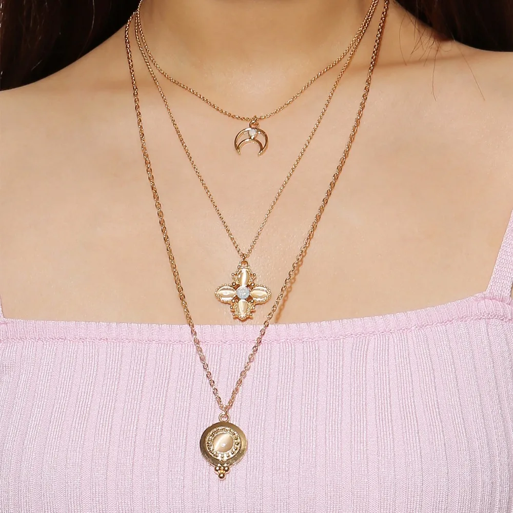 Retro simple multi-element wild item decorated with opal multi-layer tide necklace
Retro simple multi-element wild item decorated with opal multi-layer tide necklace