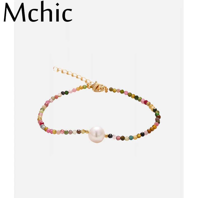 Mchic Fashion Luxury Natural Tourmaline Stone Pearls Bracelet Charm Copper 14 k Plated Gold Bangles for Women Bransoletki Damski
Mchic Fashion Luxury Natural Tourmaline Stone Pearls Bracelet Charm Copper 14 k Plated Gold Bangles for Women Bransoletki Damski