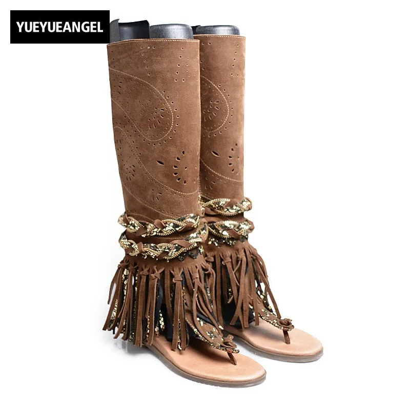 Runway Cow Suede Hollow Out Tassel Flat Gladiator Sandals Women Fashion Summer Long Boots Wedge Sandalias Plus Size 34-41 Khaki
Runway Cow Suede Hollow Out Tassel Flat Gladiator Sandals Women Fashion Summer Long Boots Wedge Sandalias Plus Size 34-41 Khaki